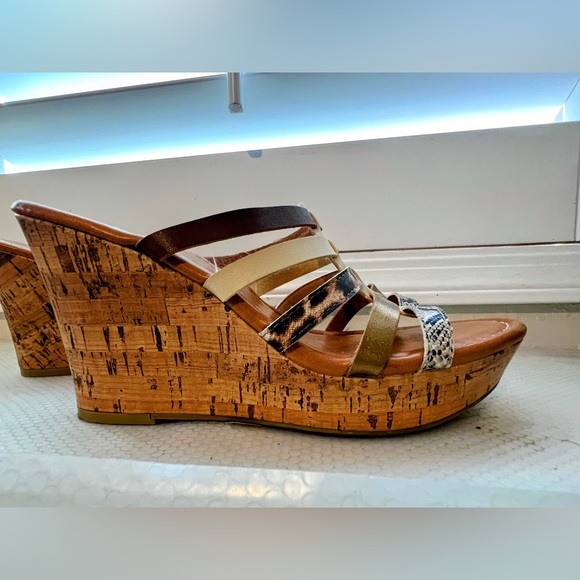 Lane Bryant Wedge Slide Sandals Size 9W faux leather cork wedge NWT - Picture 5 of 11